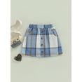 thumbnail image 2 of SAYOO Kids Girls Mini Skirt Elastic Waist Plaid Fall A-line Skirt with Pockets for Casual Daily, 2 of 8