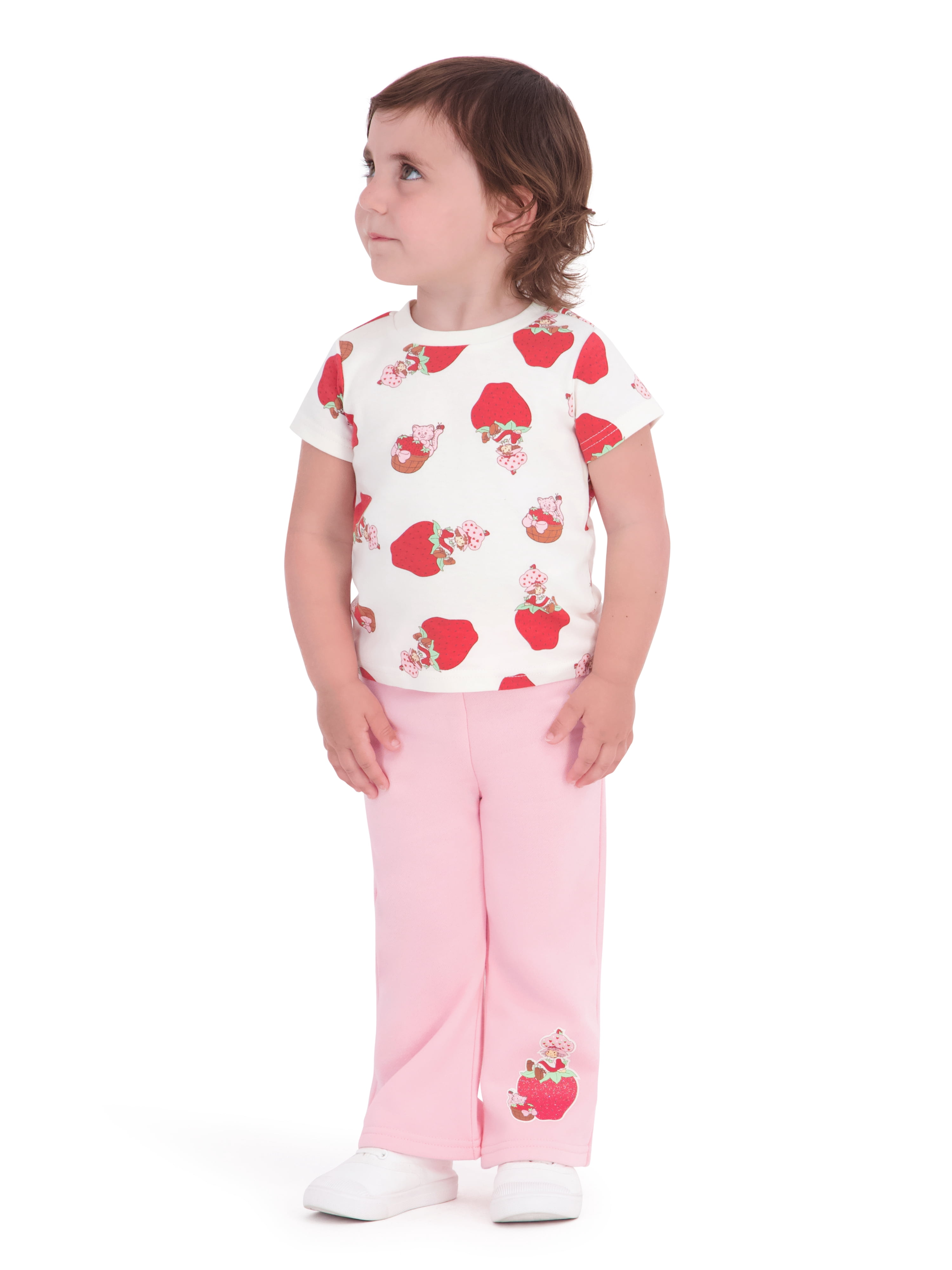 Strawberry Shortcake Baby Girl 3 Piece Fleece Jogger Set, Sizes 0-24 Months
