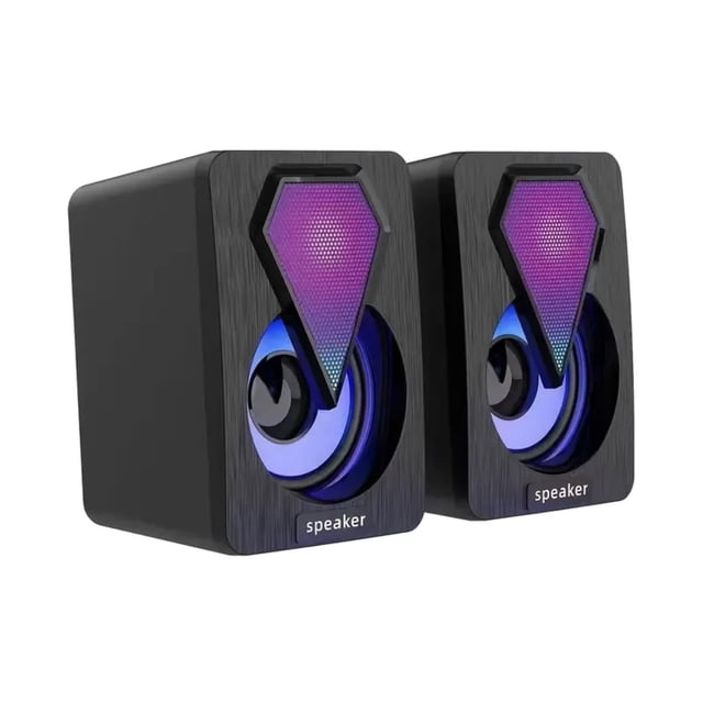 XTMPMY: Elegante y colorido altavoz negro con cable para computadora que realza tu experiencia de audio. ¡El regalo perfecto para los amantes de la música esta Navidad! Disfruta de un diseño moderno