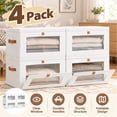 thumbnail image 3 of 4 Pack White Closet Storage Bins Front Opening Storage Bin Collapsible Fabric Organizer with Clear Window Dual Handles Closet Clothes Blanket Book Storage Box for Home DIMJ, 3 of 12