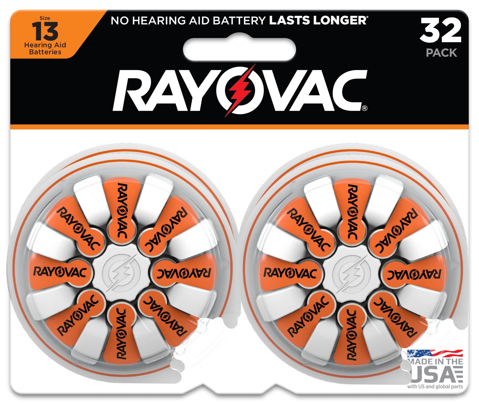 Rayovac Size 13 Hearing Aid Batteries (32 Pack), Size 13 Batteries