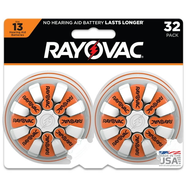 Rayovac Size 13 Hearing Aid Batteries (32 Pack), Size 13 Batteries