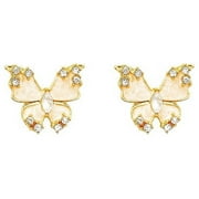 AIDAIL Zircon Butterfly Stud Earrings - 14K Gold Plated CZ Pave Butterfly Earrings for WomenGood Gift for Sister,Lover