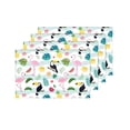 thumbnail image 4 of MKHERT Tropical Palm Leaves Pineapple Flamingos Toucans Flowers in Stripes Placemats Table Mats for Dining Room Kitchen Table Decoration 12x18 inch,Set of 4, 4 of 4