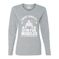 thumbnail image 2 of Dwight Schrute's Gym for Muscles Pop Culture Womens Graphic Long Sleeve T-Shirt, Heather Grey, Small, 2 of 3