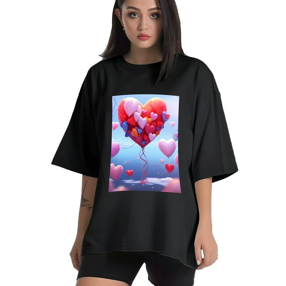 Plus Size Shirt for Women Black Tops for Women Short Sleeves Shirt for Women Valentine's Day (20) T Shirt Crewneck Shirt for Women XS