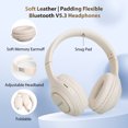 thumbnail image 5 of VIVISTAR Noise Cancelling Bluetooth Headphones,Foldable Adjustable Over-Ear Wireless Headphones,Hi-Fi Stereo Deep Bass,Bluetooth 5.3, High Fidelity Sound, Low Latency Beige, 5 of 9