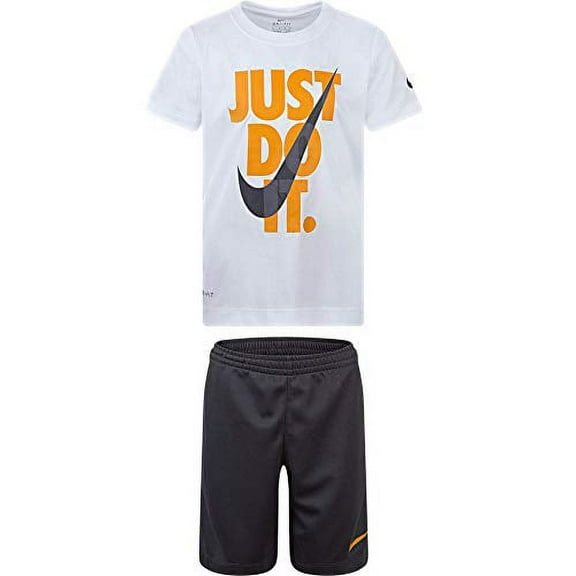 Nike Just Do It Short Set DRI-FIT (Little Boys) Size 4 Dark Gray