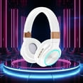 thumbnail image 1 of Auriculares inalámbricos Bluetooth 5.0 | Auriculares plegables sobre la oreja | Batería de larga duración de 400 mAh | Iluminación LED fría | Modos con cable e inalámbricos | Reducción de ruido, 1 of 6