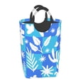 thumbnail image 1 of Waterproof Collapsible Laundry Hamper, Blue Plaid Plant Aluminum Handle Laundry Bag Storage Basket, 50L, 1 of 6