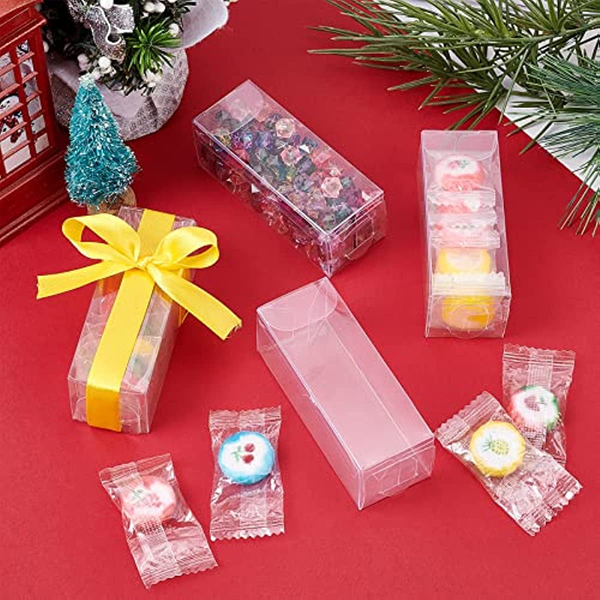 30pcs Clear Cube Wedding Candy Box, Clear Favors Box, PVC Clear Snack Box  For Wedding Birthday Party Jewelry Storage Display Valentine's Day Candy Cho