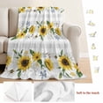 thumbnail image 5 of Sunflower Blanket Soft Cozy Warm Throw Blanket for Couch, Plush Fuzzy Flannel Fleece Blankets for Sofa, Botanical Floral Butterfly Bee Gray White Plaid Bed Blankets Lightweight Gifts for Men, 30"x40", 5 of 9