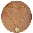 thumbnail image 2 of Dainty Gold Necklace for Women 14K Gold Over Layering Necklaces Paperclip Link Chain Necklace Personalized Coin Initial Layered Gold Necklaces for Jewelry Gifts, 2 of 4