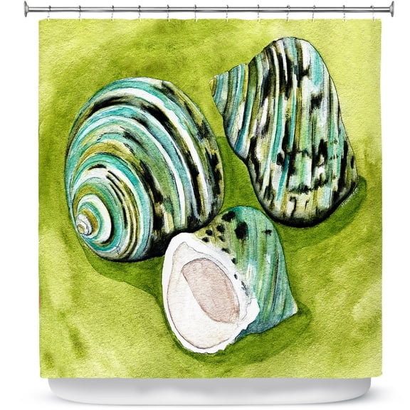 Shower Curtains 70" x 73" from DiaNoche Designs by Marley Ungaro - Green Turbo Shells