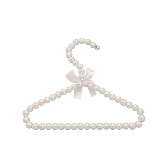 Cintre Perle Blanche Nœud Papillon pour Enfants Cintre de Robe de Mariage avec Perles Résistantes à la Décoloration, Support en Métal Robuste, Design Arc d'Épaule pour Entretien des Vêtements et Gain de Place, 7.87x6.89x0.59 Po 0.154Lb