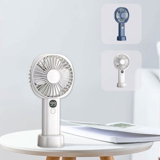 Iumwxz Portable Fan New Small Fan Quiet Large Wind, Rechargeable Desktop Usb Mini Handheld Fan, Intelligent Digital Display, Five Speed Wind Mini Fan Blue Plastic Flyer Features On Rollback