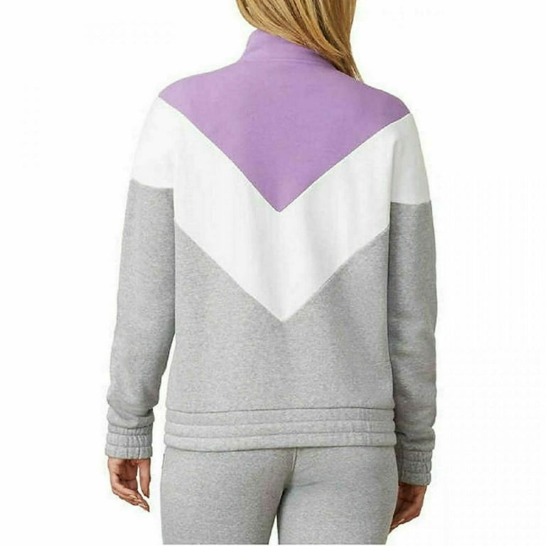 Fila Ladies 1 4 Zip Fleece Pullover Sweatshirt Lavender White