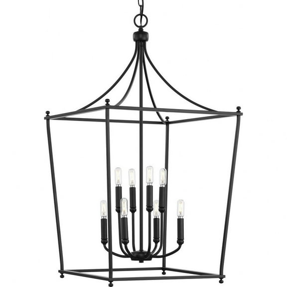 Parkhurst Collection Eight-Light New Traditional Matte Black Chandelier Foyer Light