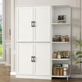 thumbnail image 3 of Kitchen Pantry Cabinet, Food Pantry Cabinet with Doors & Adjustable Shelves, Tall Kitchen Cabinet with 5-Tier External Shelf for Kitchen, Dining Room, White, 3 of 7