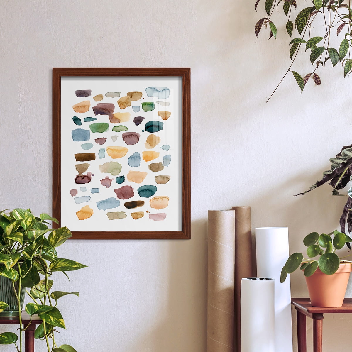 Shattered Segments I - Framed Print w/glass - Chestnut