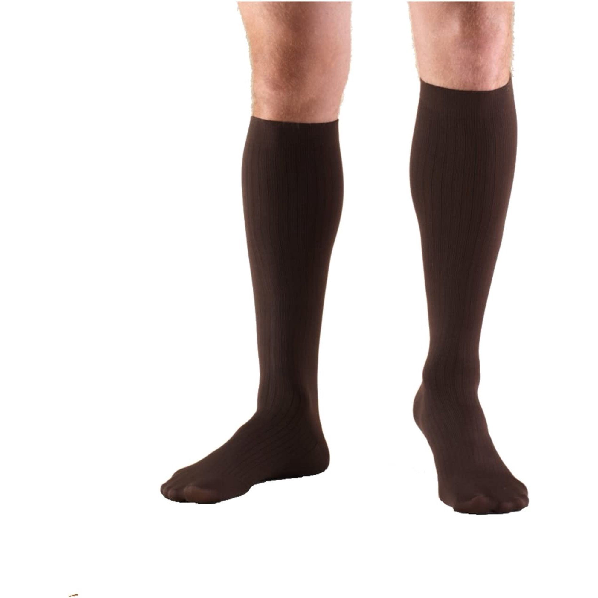 Truform Men's Socks, Knee High, Dress Style: 8-15 mmHg, Brown, Small