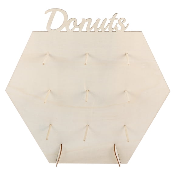 KALLORY Donut Display Stand Wood Color Hexagonal 2 Sets 13.56X13.56X0.12In