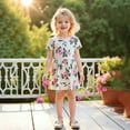 thumbnail image 2 of Robes pour Filles Été Manches Volantes Imprimés Fleurs Princesse Mode Mignonne Robe Blanche, 2 of 4