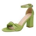 thumbnail image 6 of Rokment Women's Satin Silk Bowknot Dressy Sandals 2026 Stylish Business Formal Open Toe Ankle Strap Chunky Block High Heels Dress Pumps Summer Shoes for Wedding Banquet Green Size 8, 6 of 7