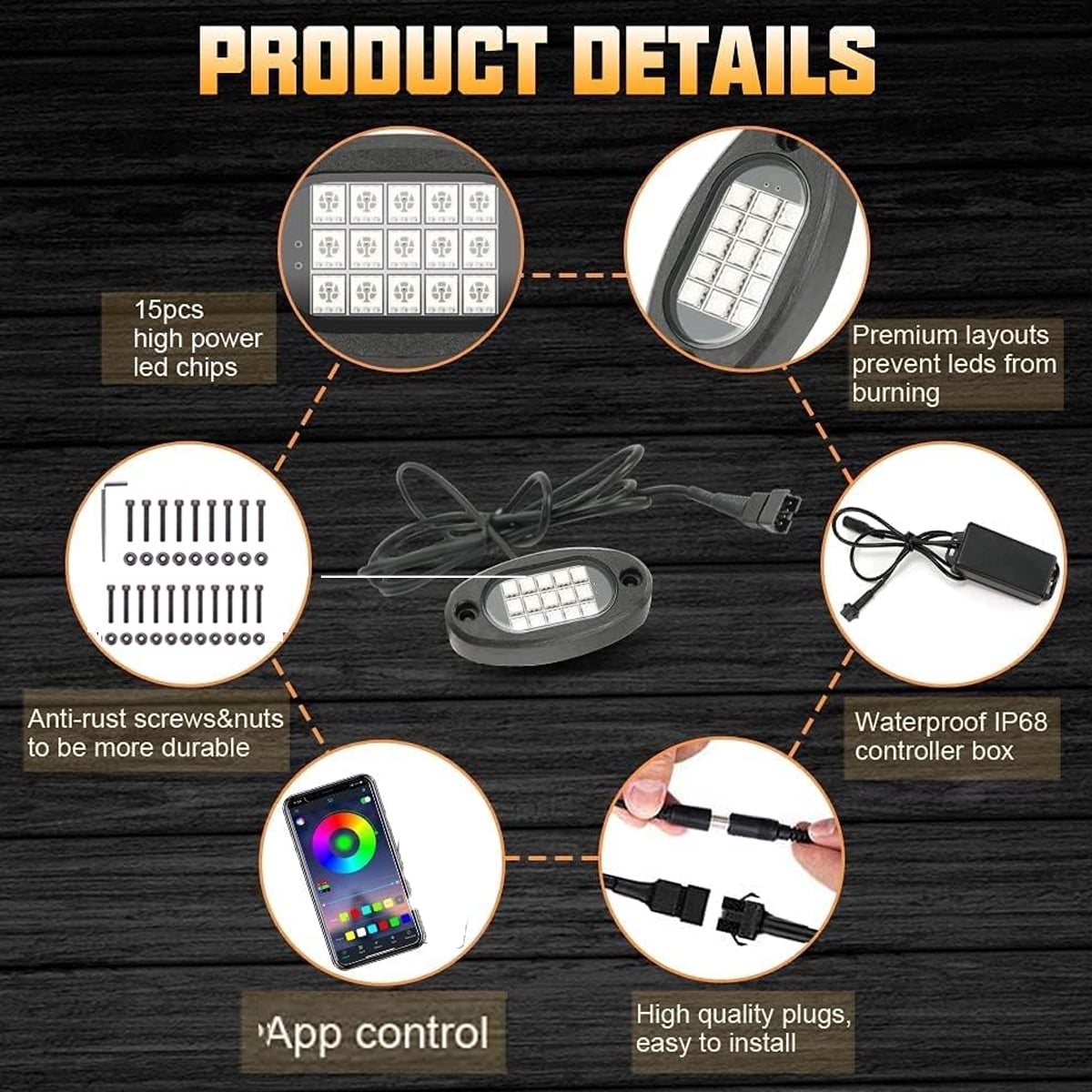 LED Rock Lights for Trucks,10 Pods Multicolor Underglow Lights for Trucks with App Control Flashing Music Mode RGB Rock Lights for UTV SUV ATV RZR Truck Accessories.