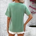 thumbnail image 4 of Loopsun Plus Size Womens Summer Tops, Women's Solid Color Chest Pocket V-neck Twisted Strip Color Blocking Short Sleeved Loose T-shirt Green L, 4 of 4