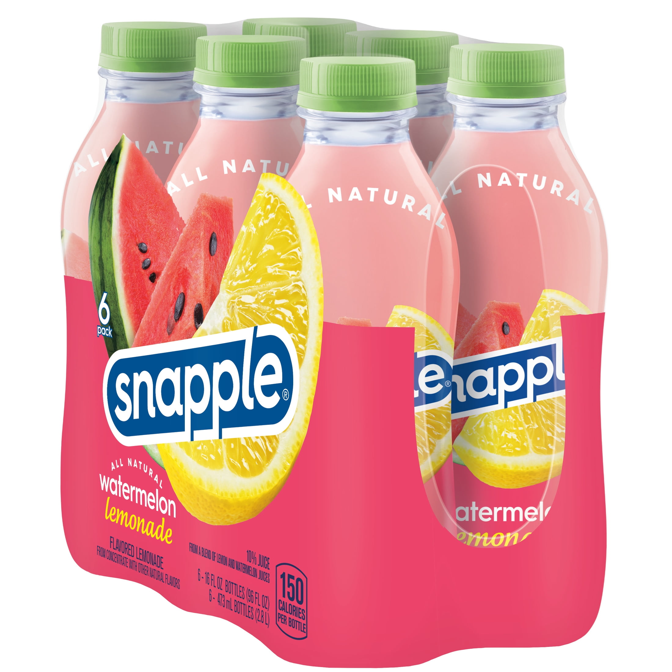 Snapple Watermelon Lemonade Juice Drink, 16 fl oz, 6 Count Bottles