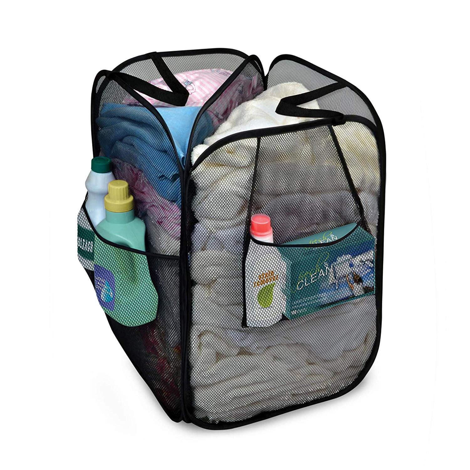 Smart Design Pop Up Laundry Hamper with Divider, Zipper, and Portable