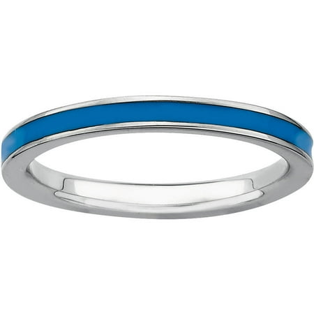 - Sterling Silver Blue Enameled 2.25mm Ring