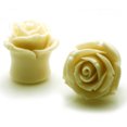 thumbnail image 2 of Tioneer Acrylic Tunnel White Rose Double Flared Ear Plugs Body Jewelry, 2 of 4