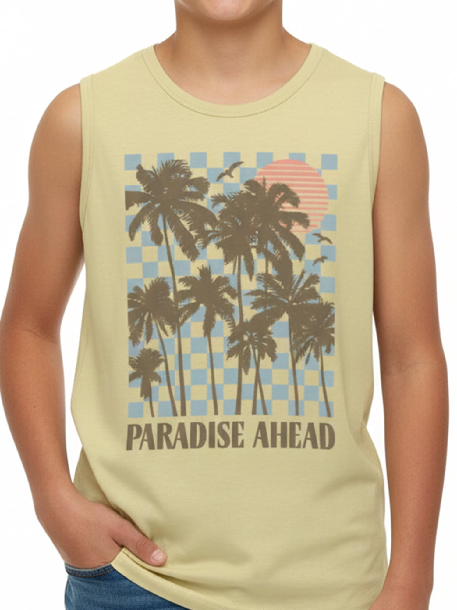 Wonder Nation, Boys' & Big Boys Graphic Core Tank Top, Paradise Sunshine, Sizes 4-16 Husky