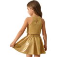 thumbnail image 2 of Miutii Kids Shiny Jazz Disco Outfits Cheer Outfit Hip Hop Dance Dress Sets for Competitions Cha-cha Gold 2-6, 2 of 6
