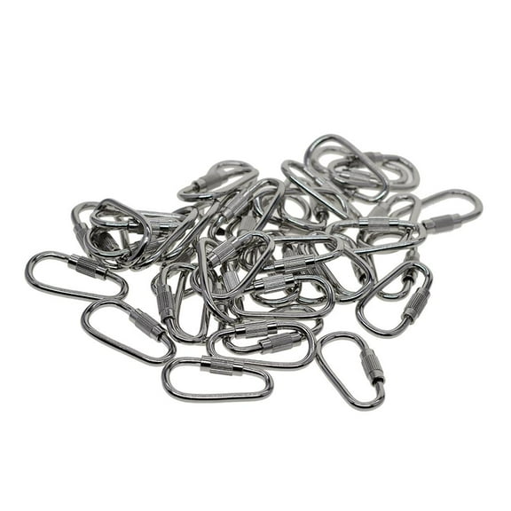 Pack Of 50 Stainless Steel Carabiner D Shape Sp Loaded Gate Small Carabiner Clip for Outdoor and Indoor Use