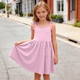 thumbnail image 3 of Efsteb Girls Tie-Shoulder Sundress with Pockets Kids Sleeveless Casual A-Line Dress for Summer (Pink,9 Years), 3 of 9