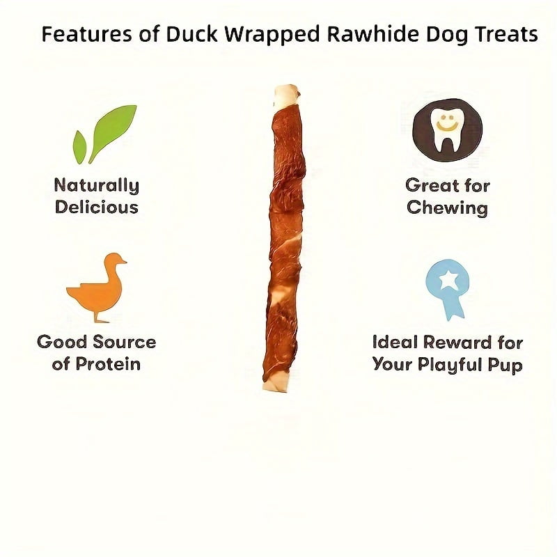 100g/500g(3.53oz/1.1LB) Duck Wrapped Rawhide Sticks, Dog Treats For Small, Medium, & Large Dog, Made With Real Duck, Rawhide - Healthy, Easily Digestible, Dog Chews Long Lasting