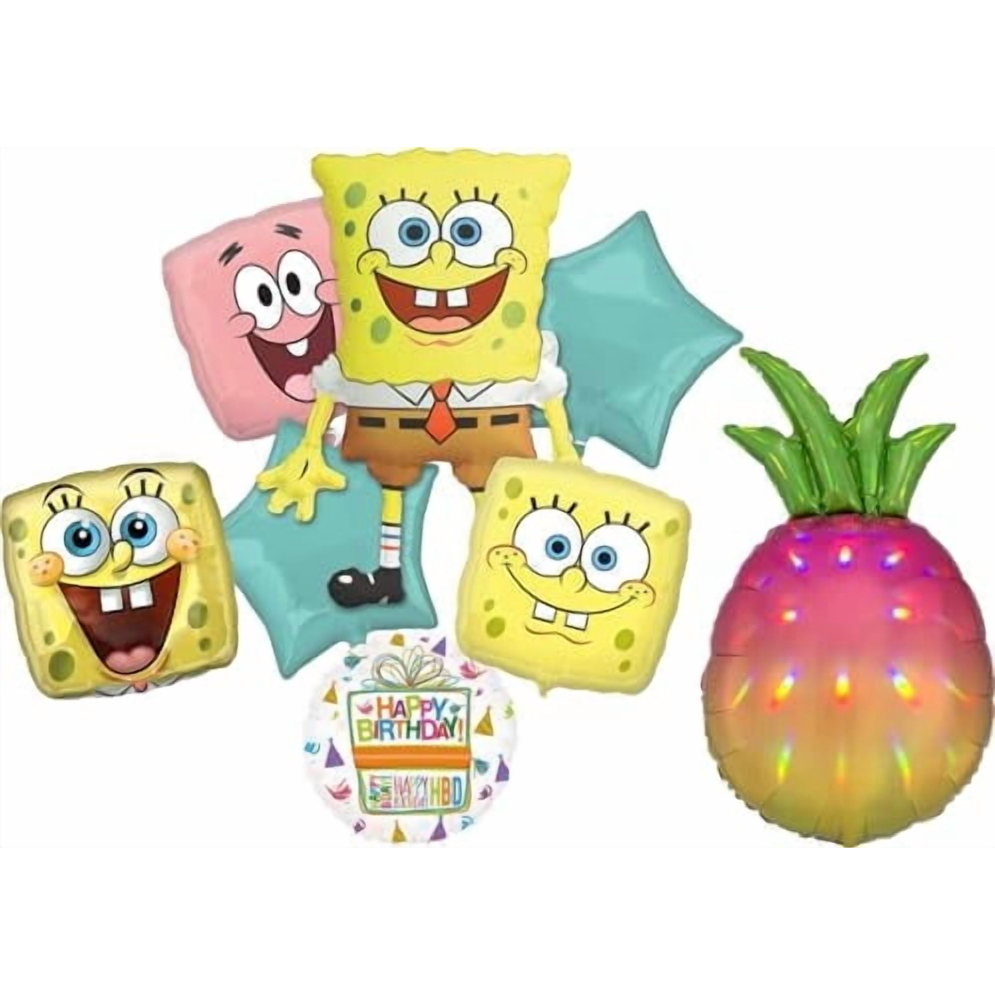 Spongebob s Birthday Party Supplies 8pc Foil Balloon Bouquet Decorations