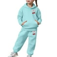 thumbnail image 6 of Little Girls Outfits Sets Boys Long Sleeve Solid Warm Hoodie Pullover Tops Pants Kids Sweat Suit Cute Girls' Fall Clothing Sets Blue Size 6-7T, 6 of 7