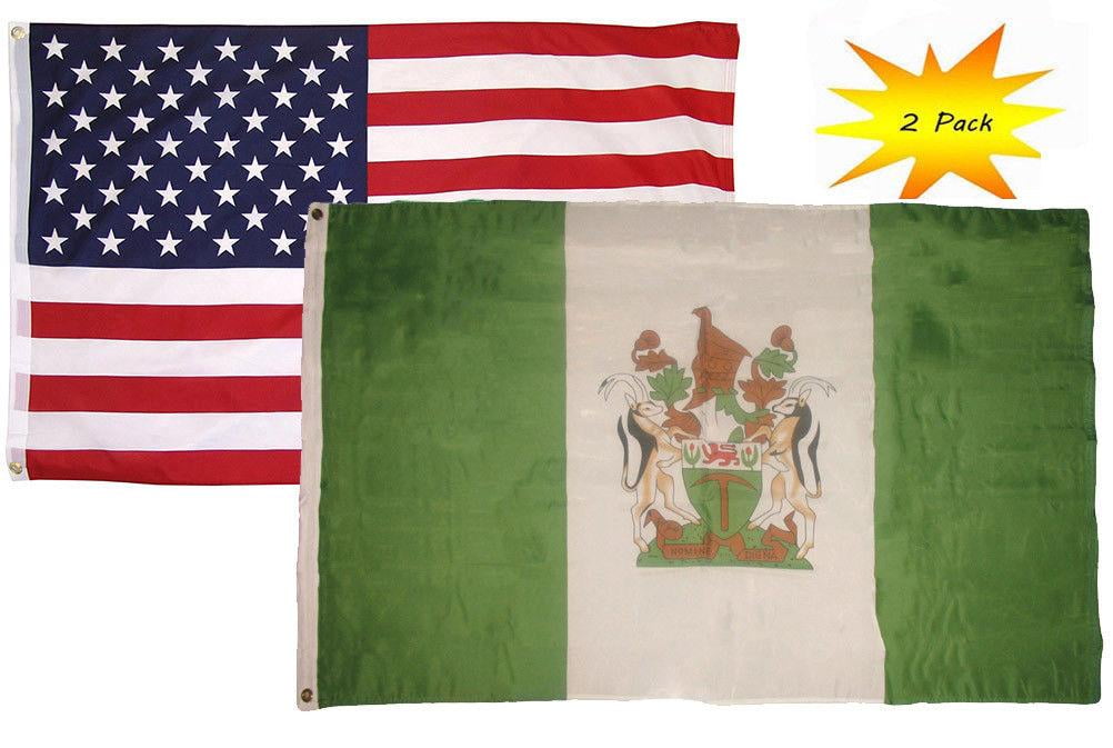 3x5 3’x5’ Wholesale Set 2 Pack USA American & Vintage Rhodesia Flag Banner 