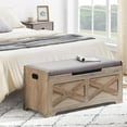 thumbnail image 4 of 39.4" Storage Chest, Wooden Storage Bench, Lift Top Storage Trunk with 2 Safety Hinges, Large Storage Chest for Entryway, Bedroom, Living Room, 4 of 9