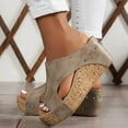 thumbnail image 6 of Women's Slip-On Cork Wedge Sandals 2025 Platform Open Toe Summer Vacation Shoes, 6 of 9