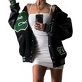 thumbnail image 4 of ITFABS Women Leather Long Sleeve Letter Embroidery Oversized Baseball Jackets, 4 of 8