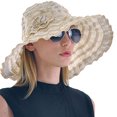 thumbnail image 3 of Women's Vintage Foldable Sun Hat Beach Garden Travel UV Protection/Beige, 3 of 6
