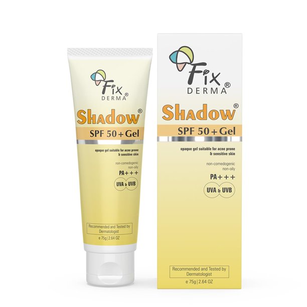 Protector solar Fixderma Shadow SPF 50+ en gel facial de amplio espectro