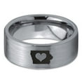 thumbnail image 2 of Tungsten Iowa Hawkeye State Heart Band Ring 8mm Men Women Comfort Fit Gray Flat Cut Brushed Polished, 2 of 4