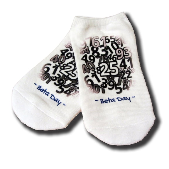ivf socks, Lucky Beta Day Socks - BFP socks, Womens Medium No Show White
