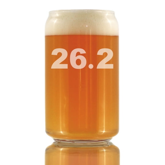 Bevvee Beer Can Pint Glass 16 oz 26.2 Marathon Gifts for Marathon Finishers Beer Glasses